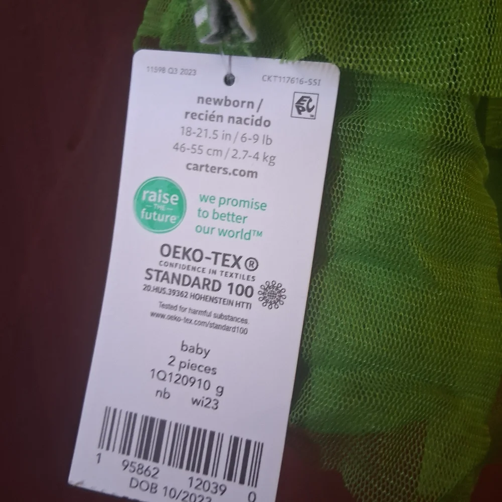 Carter's Green Striped Baby Dress - Picture 3 of 4